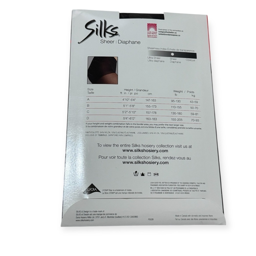 Silks Sheer Black Pantyhose Stockings Nylons Size A Control Top Shadow Toe NWT - Picture 2 of 7